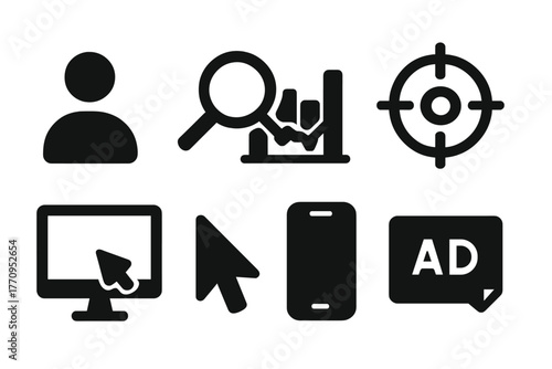 Audience Segmentation Icons. Audience segmentation. Filled icon set of audience segmentation: user profile,