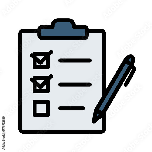 チェックリストとペンのアイコンイラスト（タスク管理・ビジネス向け）