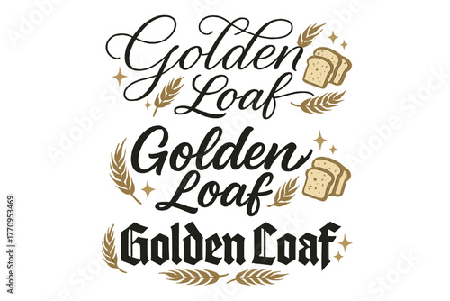 Golden Loaf Calligraphy. Golden Loaf. Create a calligraphy lettering illustration of the phrase: Golden Loaf.