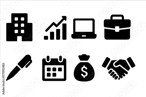 Small Business Icons. Small business management. Filled icon set of small business management: office building