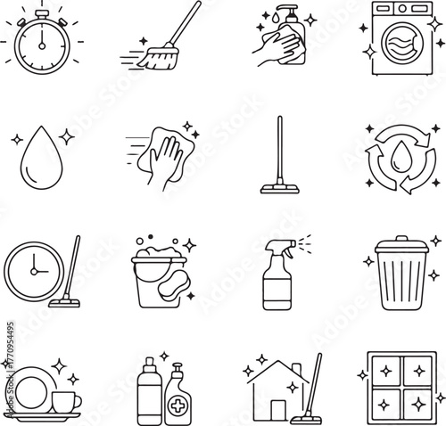 House Cleaning icon set. Includes house, hygiene, home, clean, service, cleaning and More. 
