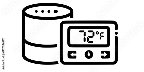 Smart Home Device Hub and Thermostat Flat Vector Icon