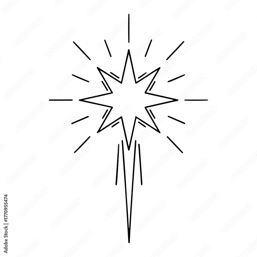 Fototapeta premium Christmas starburst sparkle icon – minimalist holiday decoration symbol