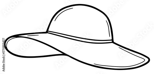 Wide brim sun hat outline – casual summer accessory illustration