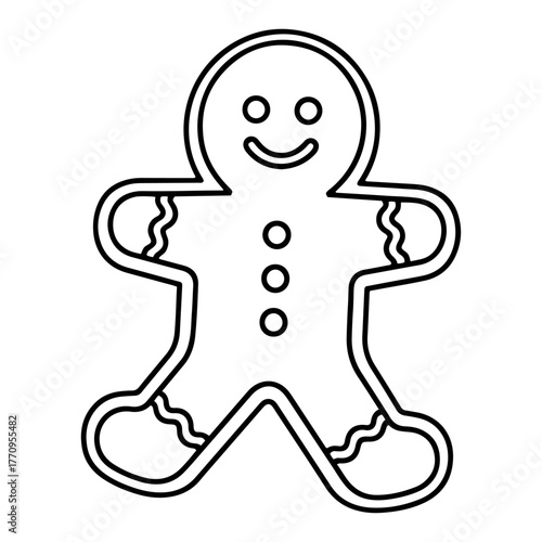 Gingerbread man outline – classic Christmas cookie icon illustration