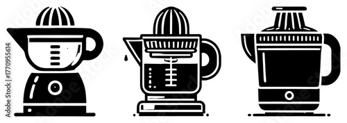 Electric citrus juicers icons set – kitchen appliance vector collection