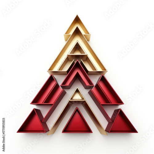 Creative design of a Christmas tree in red and gold for festive decoration during the winter season