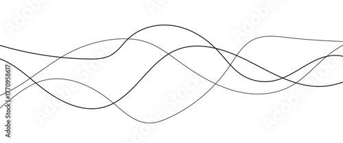 Abstract wavy black and white curved lines.