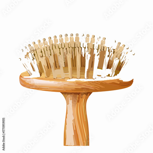 Wooden hairbrush with natural bristles