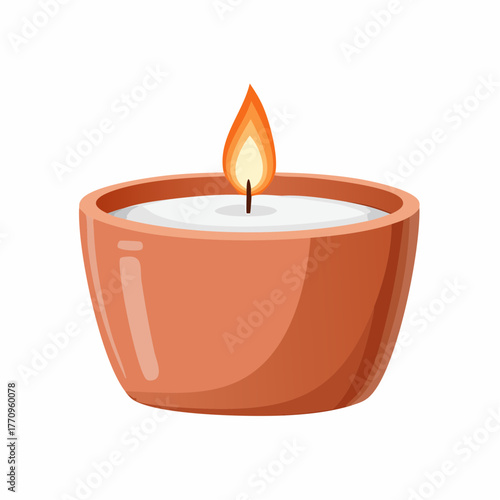 Clay candle holder with single wick