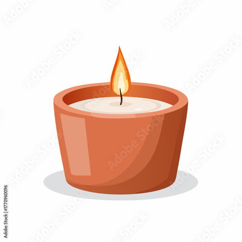 Clay candle holder with single wick