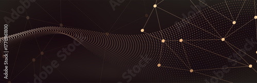 Abstract brown vector background. Elegant background for business presentations. Lines, point, plane in 3D space.Cryptocurrency fintech network blockchain and programming concept.