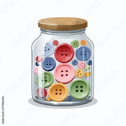 Glass jar filled with buttons