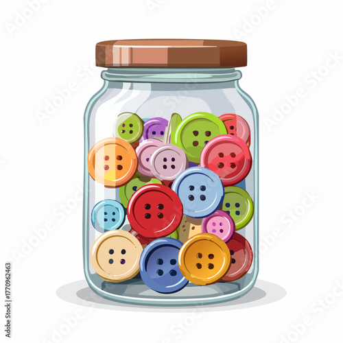 Glass jar filled with buttons