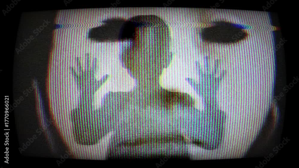 Silhouette of Child Behind Screen With White Mask Creates Mystery And Fear