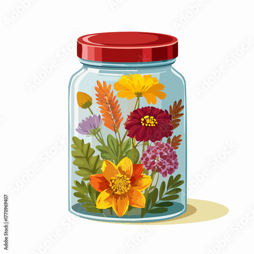 Jar of dried flowers