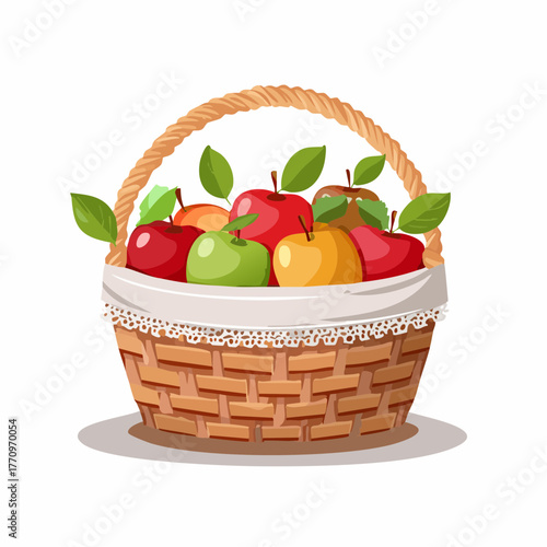 Cloth basket of apples