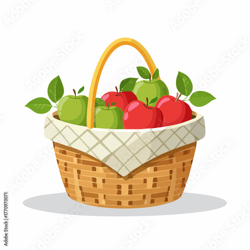 Cloth basket of apples
