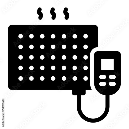 heated mat glyph icon with control for foot warming