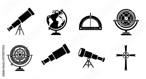 Explore discovery with vintage globes, telescopes, and navigational tools