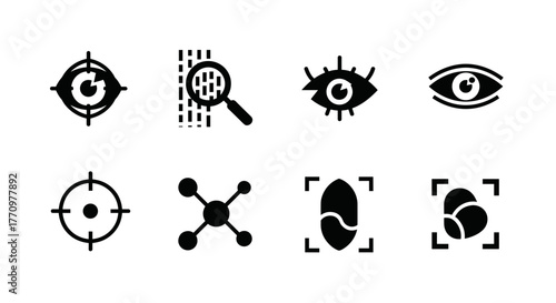 Modern biometric security icons for identity verification and data protection systems