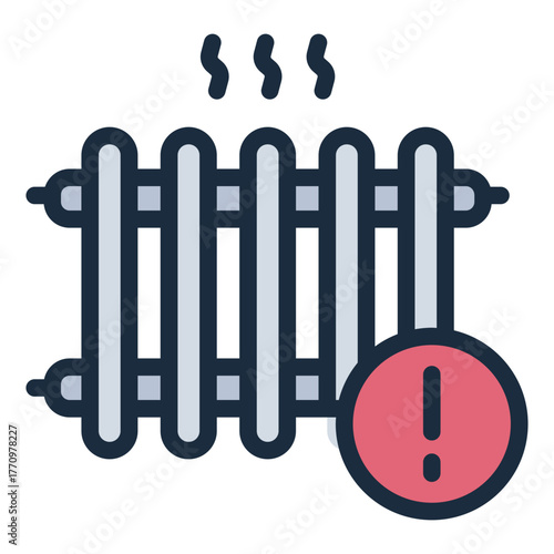 overheat alert filled line icon for heating system warning