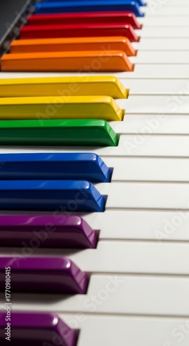 Wallpaper Mural Colorful rainbow piano keys display spectrum of vibrant hues and musical creativity Torontodigital.ca