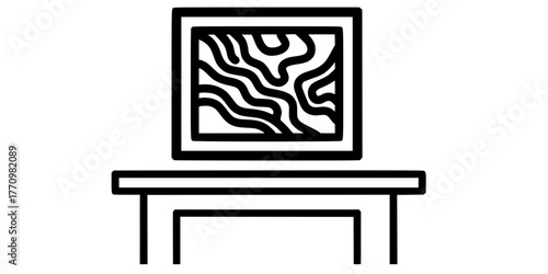 Fireplace Mantel Abstract Art Minimalist Outline Vector