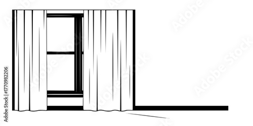 Window Natural Light Sheer Curtain Minimalist Line Art