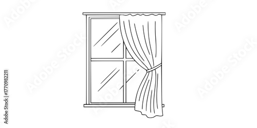 Window Natural Light Sheer Curtain Minimalist Line Art
