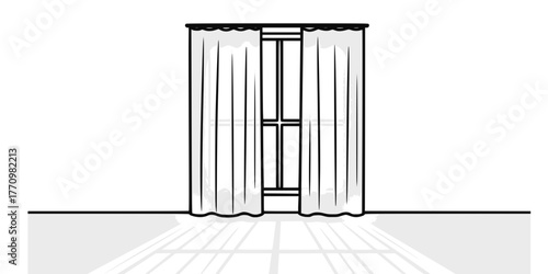 Window Natural Light Sheer Curtain Minimalist Line Art