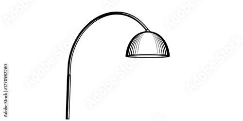 Quiet Luxury Curved Floor Lamp Simple Line Art Vector