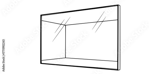 Minimalist Oversized Mirror Reflection Line Art Vector