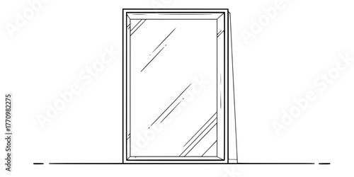 Minimalist Oversized Mirror Reflection Line Art Vector