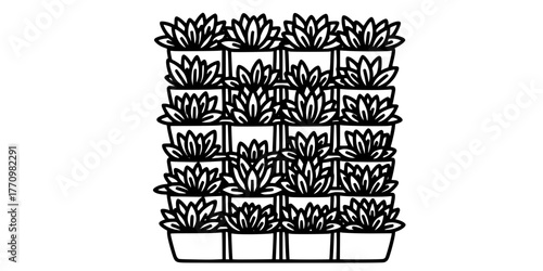 Vertical Garden Living Wall Flat Vector Graphic