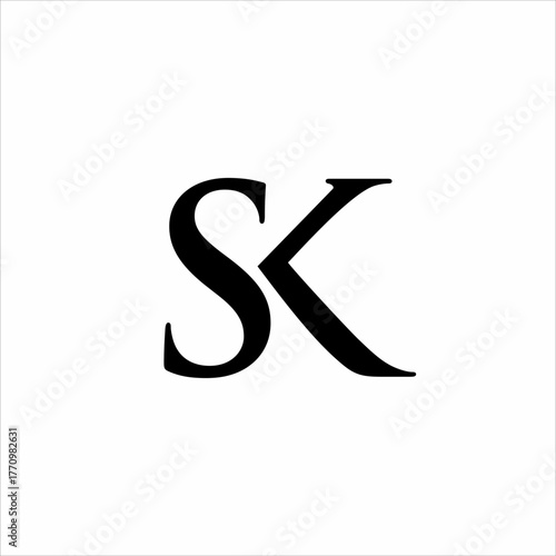 Simple classic SK initial letter logo design.