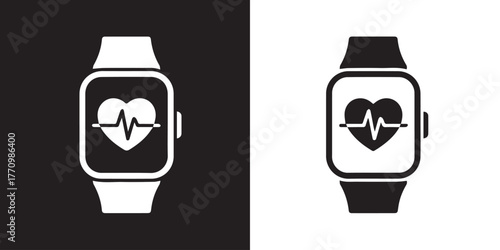 smartwatch heart monitor icon with ecg line wearable health tracking symbol