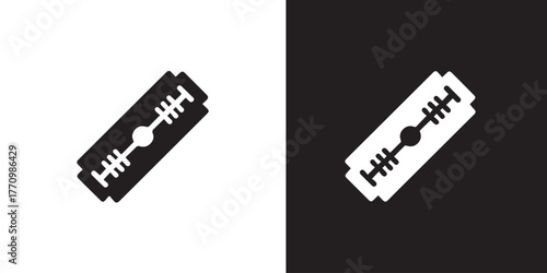 razor blade symbol symmetrical notch hole double edge simple icon