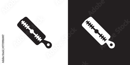 razor blade flat icon contrasting backgrounds black white vector art