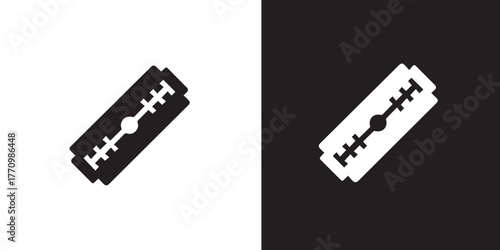 razor blade silhouette double sided graphic minimal contrast emblem