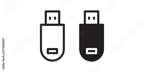 usb storage icon outline and solid flash drive vector interface symbol
