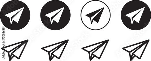 paper airplane icon set line and solid symbols for ui