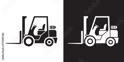 forklift mirrored icon set for transport depot and warehouse use