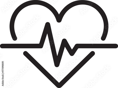 heart ecg mark heartbeat line cardiovascular health medical icon