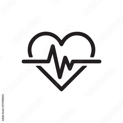 heart ecg logo with heartbeat line medical cardiology icon vector