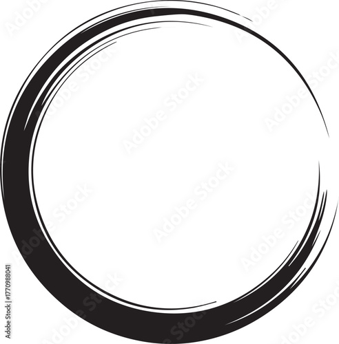 enso ink circle calligraphy mark minimal black brush vector