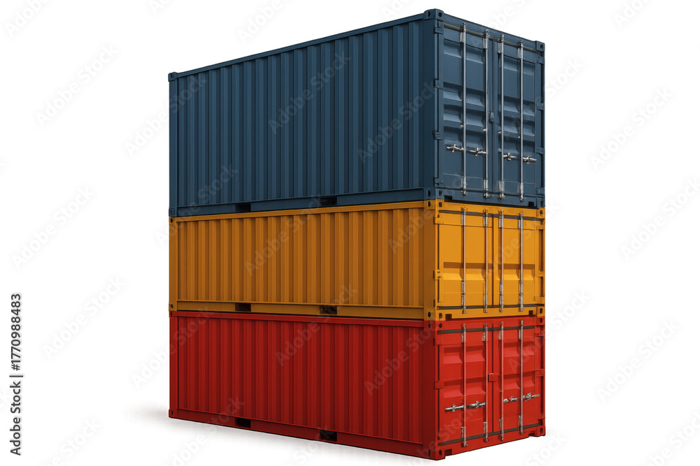 Fototapeta premium Stacked shipping containers showcase global trade, logistics, and efficient cargo transport solutions for industry success