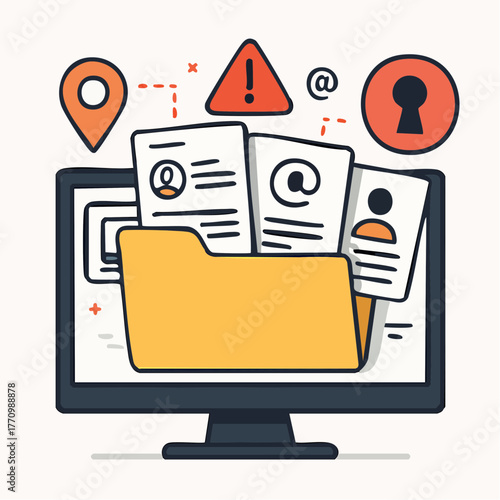 Computer monitor showing personal information being accessed without permission