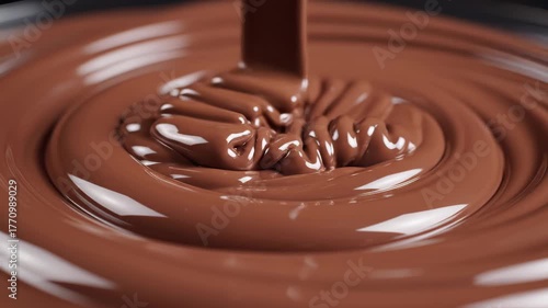 Silky Smooth Chocolate Swirling in Spiral Motion
