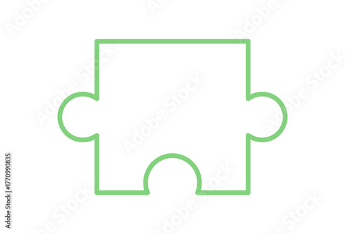 Flat outline jigsaw puzzle piece silhouette. Minimal design of puzzle and boardgame element for games, toys, and children. Simple table activity idea for play, fun, creative concepts.